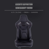 Asiento semi-baquet tipo recaro en piel negra