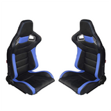 asiento semi-baquet cuero negro y azul